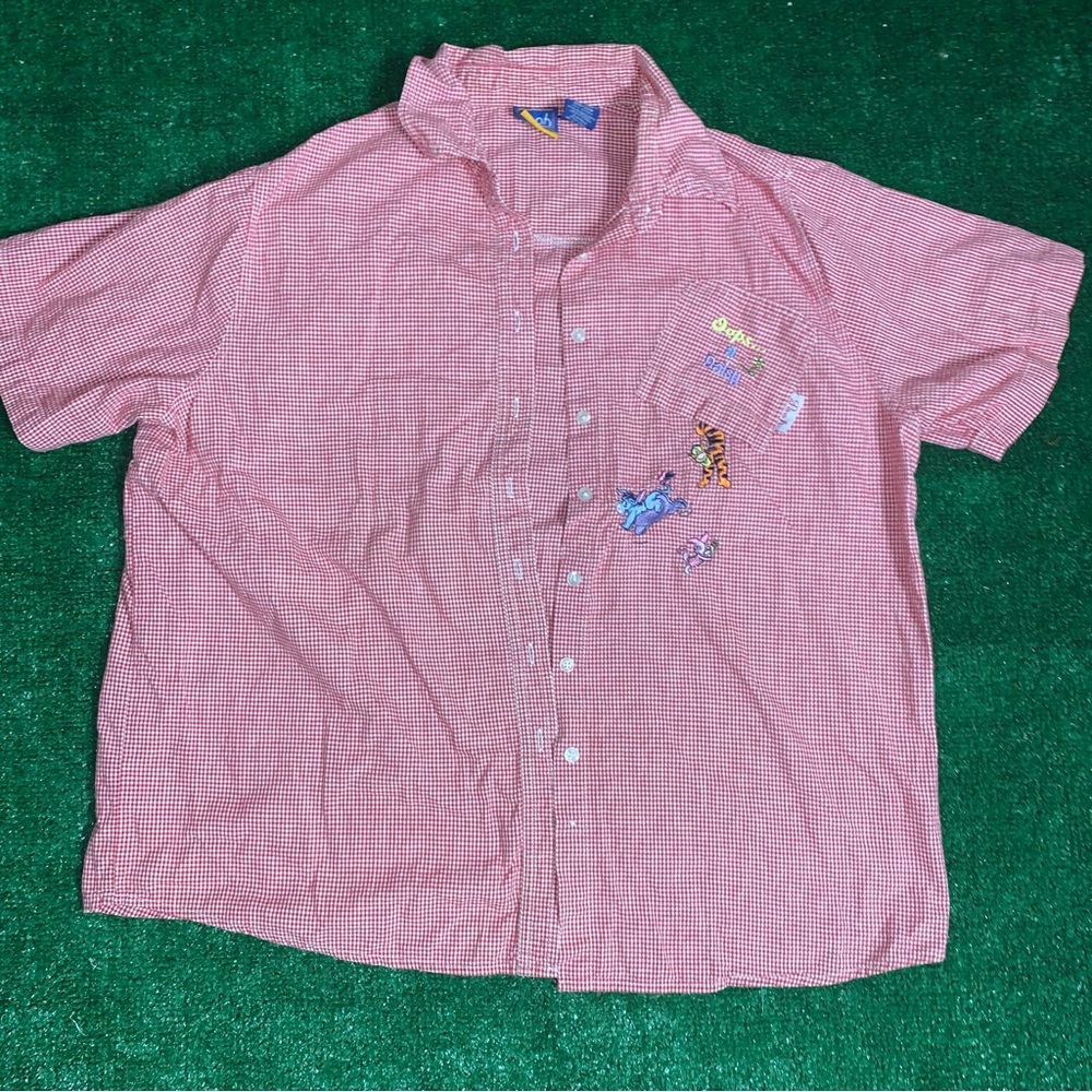 Disney Pooh Plaid Short Sleeve Shirt Women 18W/20W Oops A Daisy Upside Pocket.